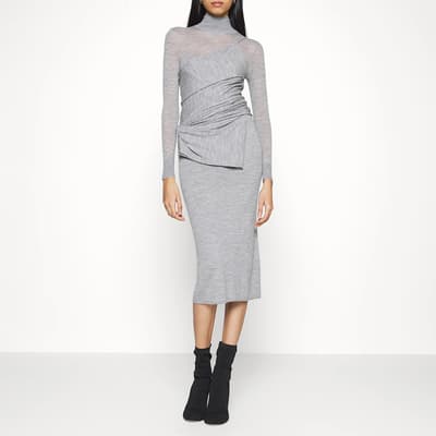 Grey Wool Wrap Dress