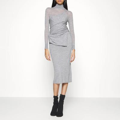 Grey Wool Wrap Dress