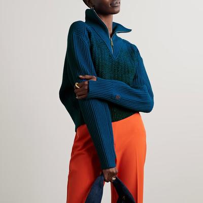 Blue Half Zip Wool Jumper