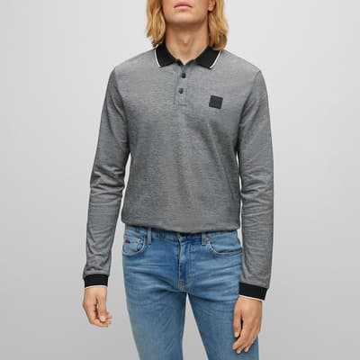 Grey Peoxfordlong Cotton Polo Shirt