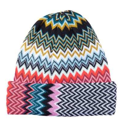 Black Blue Red Pink Knitted Zig zag Beanie