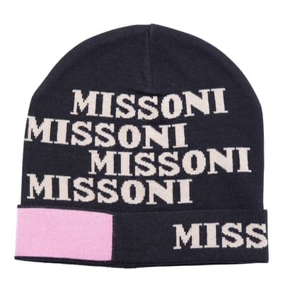 Black White Pink Knitted Beanie