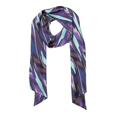 Dark Blue Light Blue Purple Woven Silk Pattern Scarf