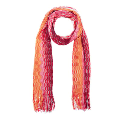 Orange Pink Red Woven Scarf