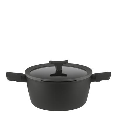LEO 24cm Stockpot w/lid - BLACK