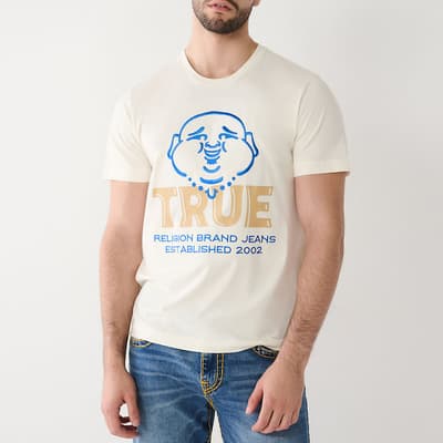 White Buddha Face Cotton T-Shirt