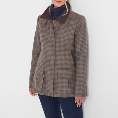 Brown Herringbone Tweed Wool Jacket