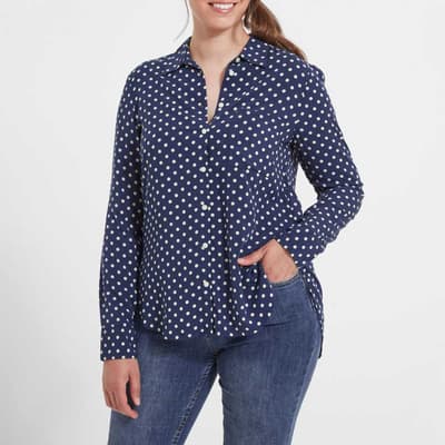 Navy Spotted Southwold Shirt