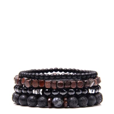 Black & Brown Gemstone Bracelet Set