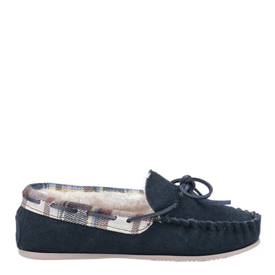 Navy Kilkenny Suede Moccasin Slippers