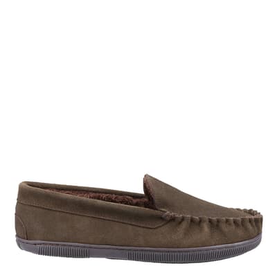 Brown Tresham Suede Moccasi Slippers