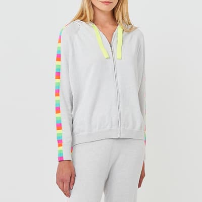 Grey Rainbow Zip Cashmere Hoodie
