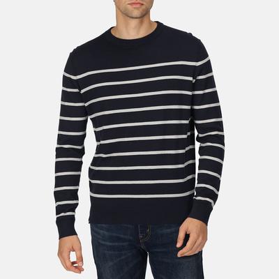 Navy Cautley Knitted Cotton Stripe Jumper