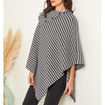 Black/White Knitted Cashmere Blend Poncho