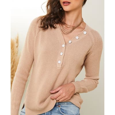 Nude Ribbed Cashmere Blend Top