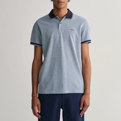 Light Blue Oxford Pique Cotton Polo Shirt