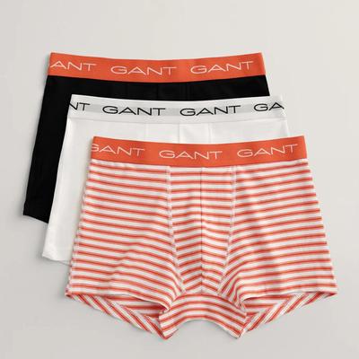 Orange 3 Pack Striped Cotton Blend Boxers