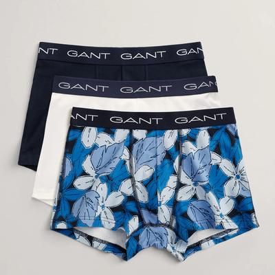 Blue 3 Pack Floral Print Cotton Blend Boxers