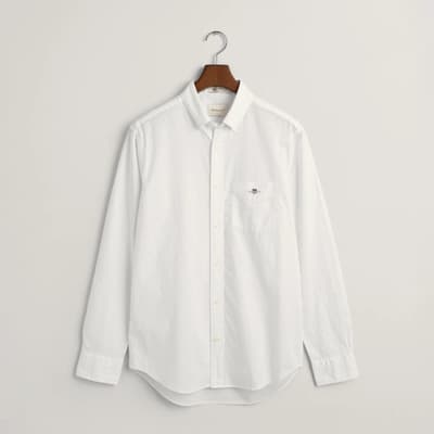 White Micro Dot Cotton Poplin Shirt