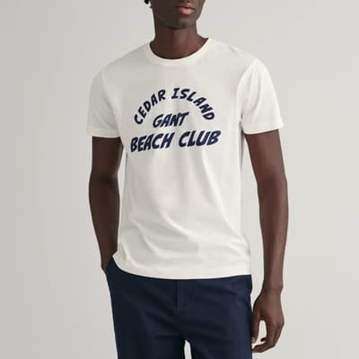 White Graphic Chest Logo Cotton T-Shirt