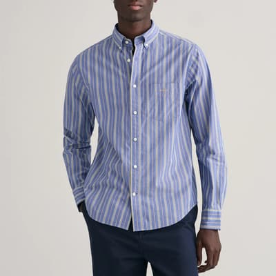 Blue Stripe Cotton Poplin Shirt