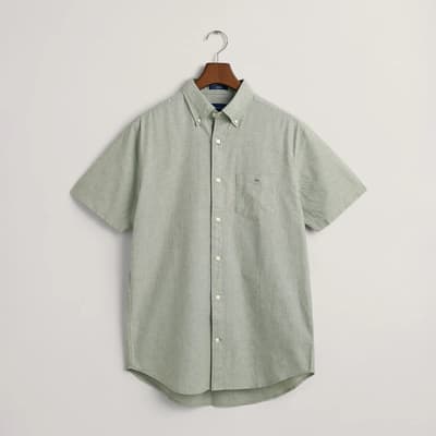 Sage Short Sleeve Linen Blend Shirt