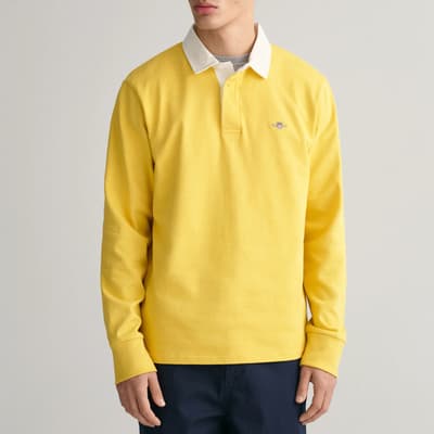 Yellow Shield Logo Cotton Polo Shirt