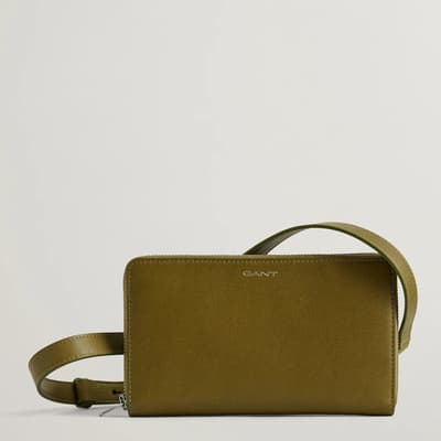 Khaki Leather Wallet Bag