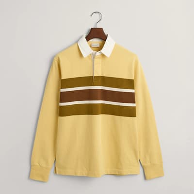 Yellow Colour Block Cotton Polo Shirt