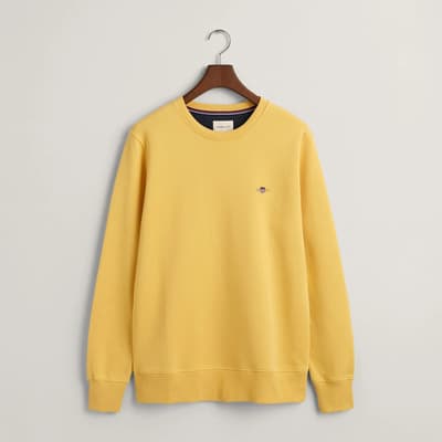 Yellow Shield Logo Cotton Blend Sweatshirt