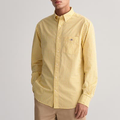 Yellow Poplin Gingham Cotton Shirt