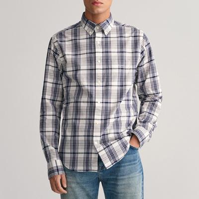 White Poplin Check Cotton Shirt