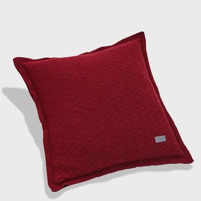Fishbone Knit Cushion, Plumped Red