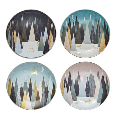 Set of 4 Frosted Pines Plates 20cm