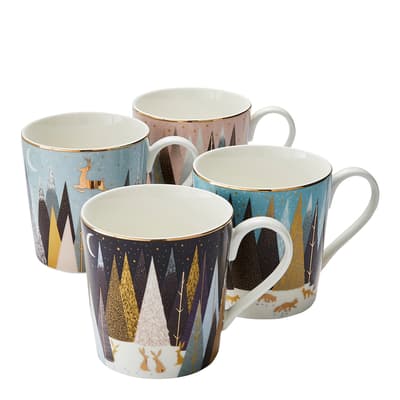 Set of 4 Frosted Pines Mugs