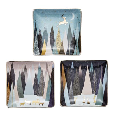 Set of 3 Frosted Pines Square Dishes