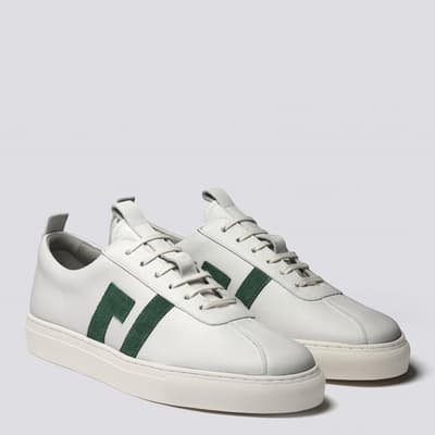 Ladies White / Green Sneaker 67 Calf Oxford