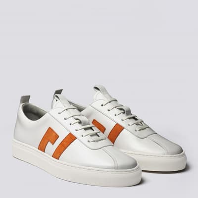 Mens White/Orange Sneaker 67 Calf Oxford