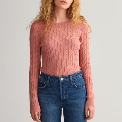 Pink Cable Knit Cotton Jumper