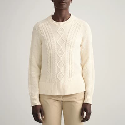 Cream Cable Knit Wool Blend Jumper