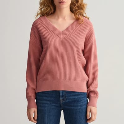 Pink Ribbed Cotton Jumper