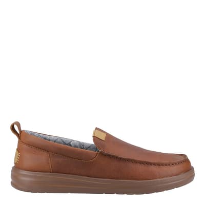 Mens Brown Wally Grip Moc Leather Shoe