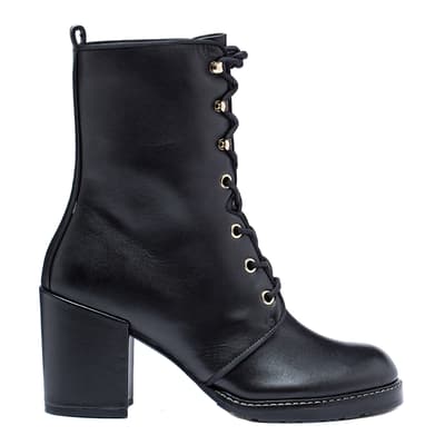 Black Leather Cassey 75 Heeled Ankle Boot