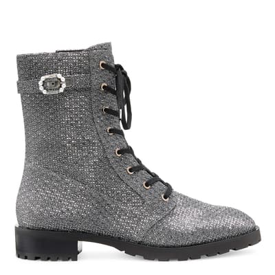 Silver Dazzle Embellished Combat Boot