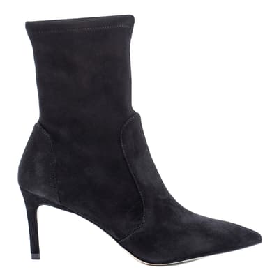 Black Suede Polish 75 Heeled Ankle Boot