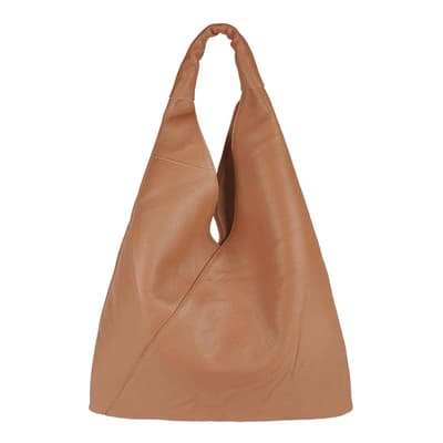 Tan Dollar Leather Shoulder Bag