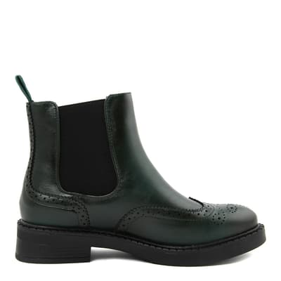 Green Detailed Slip On Ankle Boots