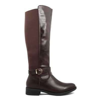 Brown Metal Detailed Classic Long Boots