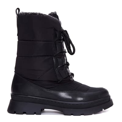 Black Technical Lace Up Long Boots