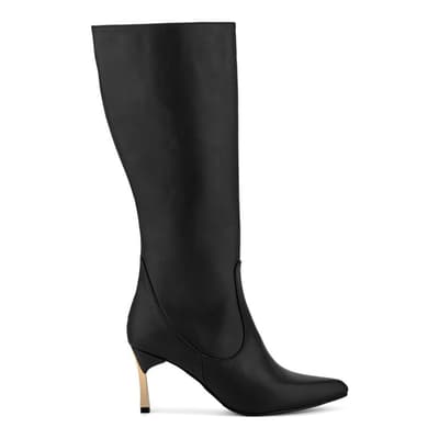 Black Pointed Toe Heeled Long Boots